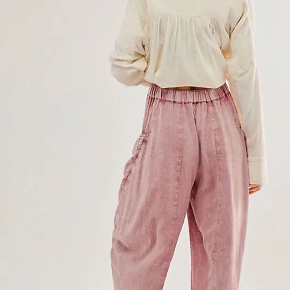 Free People Pink Barrel Leg Pants HIGH ROAD S - Picture 3 of 4